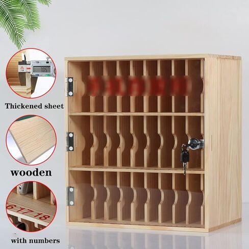 Phone Storage Cabinet Holds 30 Mobile Phone Storage Cabinets Wall-Mounted Mobile Phone Management Cabinet Wooden Phone Case Student Exam Factory Mobile Phone Case with Lock in Saudi Arabia