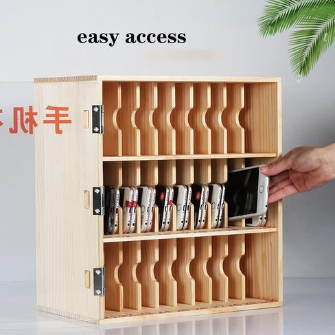 Phone Storage Cabinet Holds 30 Mobile Phone Storage Cabinets Wall-Mounted Mobile Phone Management Cabinet Wooden Phone Case Student Exam Factory Mobile Phone Case with Lock in Saudi Arabia