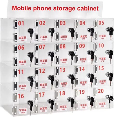 20 Slot Cell Phone Storage Box, Acrylic Clear Cell Phone Storage Cabinet, Wall Mounted with Door Locks and Keys for Office School Factory in Saudi Arabia