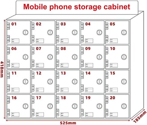 20 Slot Cell Phone Storage Box, Acrylic Clear Cell Phone Storage Cabinet, Wall Mounted with Door Locks and Keys for Office School Factory in Saudi Arabia