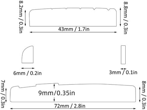 Brass Guitar Nut & Saddle Set for 6-String Acoustic - Golden Metal Bridge Replacement Parts, Improves Tone & Sustain‌(72mm) in Saudi Arabia
