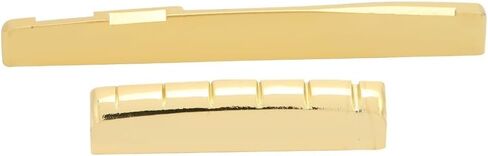 Brass Guitar Nut & Saddle Set for 6-String Acoustic - Golden Metal Bridge Replacement Parts, Improves Tone & Sustain‌(72mm) in Saudi Arabia