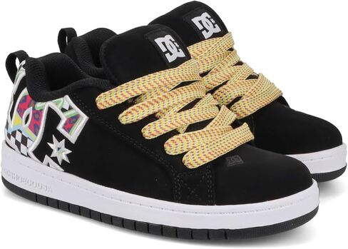 حذاء رياضي DC Shoes Youth Court Graffik (طفل صغير/طفل كبير) أسود/متعدد in Saudi Arabia