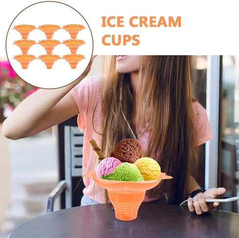 Sewroro Disposable Ice Cream Bowls 4oz (250ml) Orange Multi-function Portable Cups for Ice Cream, Pudding, and Soups – 100pcs in Saudi Arabia