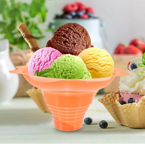 Sewroro Disposable Ice Cream Bowls 4oz (250ml) Orange Multi-function Portable Cups for Ice Cream, Pudding, and Soups – 100pcs in Saudi Arabia
