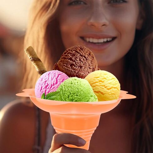 Sewroro Disposable Ice Cream Bowls 4oz (250ml) Orange Multi-function Portable Cups for Ice Cream, Pudding, and Soups – 100pcs in Saudi Arabia