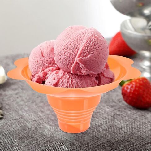 Sewroro Disposable Ice Cream Bowls 4oz (250ml) Orange Multi-function Portable Cups for Ice Cream, Pudding, and Soups – 100pcs in Saudi Arabia