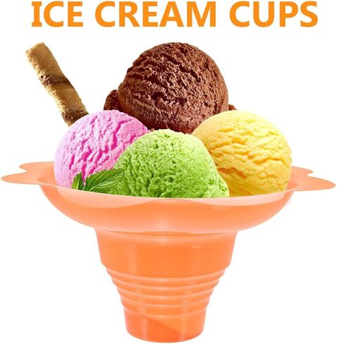 Sewroro Disposable Ice Cream Bowls 4oz (250ml) Orange Multi-function Portable Cups for Ice Cream, Pudding, and Soups – 100pcs in Saudi Arabia