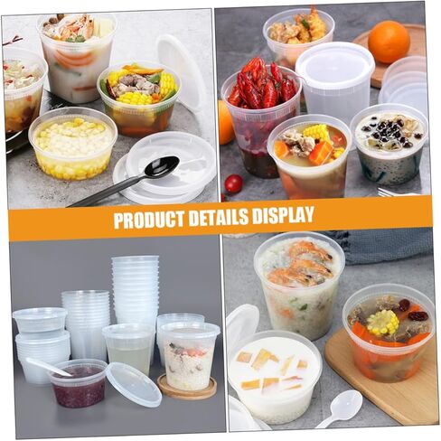 Lurrose 50pcs Disposable Hot and Cold Soup Bowls with Lids 16oz 32oz Takeout Containers for Food and Beverage Storage in Saudi Arabia