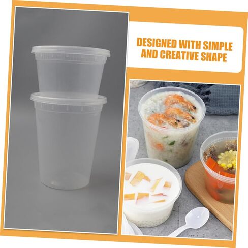 Lurrose 50pcs Disposable Hot and Cold Soup Bowls with Lids 16oz 32oz Takeout Containers for Food and Beverage Storage in Saudi Arabia