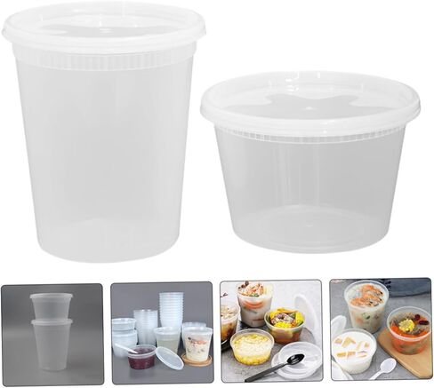 Lurrose 50pcs Disposable Hot and Cold Soup Bowls with Lids 16oz 32oz Takeout Containers for Food and Beverage Storage in Saudi Arabia
