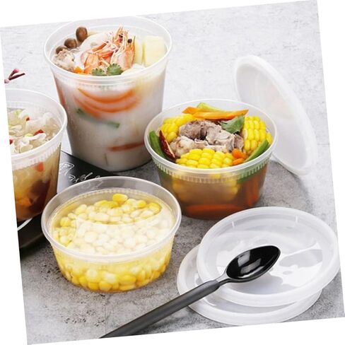Lurrose 50pcs Disposable Hot and Cold Soup Bowls with Lids 16oz 32oz Takeout Containers for Food and Beverage Storage in Saudi Arabia