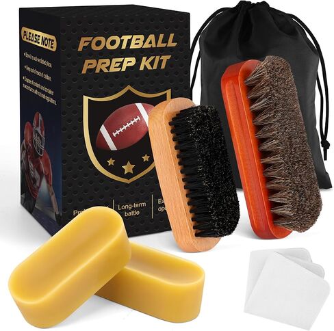 Luxiv 6Pcs Football Prep Kit, 6 in 1 Football Wax for Improved Tack Leather Football Conditioning Set for Enhanced Grip with Soft Horsehair Brush, Hard Hog Bristle Brush, 2 Waxes, Clean Cloth, Bag in Saudi Arabia