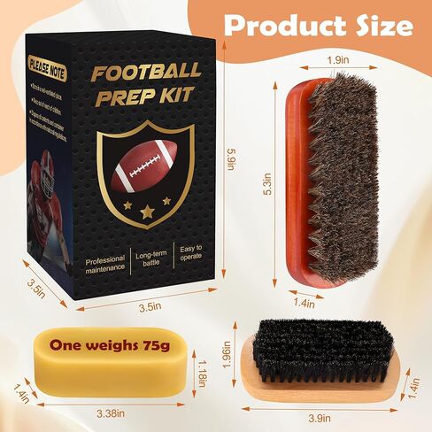 Luxiv 6Pcs Football Prep Kit, 6 in 1 Football Wax for Improved Tack Leather Football Conditioning Set for Enhanced Grip with Soft Horsehair Brush, Hard Hog Bristle Brush, 2 Waxes, Clean Cloth, Bag in Saudi Arabia