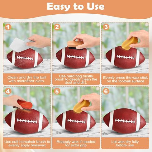 Luxiv 6Pcs Football Prep Kit, 6 in 1 Football Wax for Improved Tack Leather Football Conditioning Set for Enhanced Grip with Soft Horsehair Brush, Hard Hog Bristle Brush, 2 Waxes, Clean Cloth, Bag in Saudi Arabia