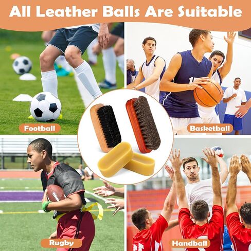 Luxiv 6Pcs Football Prep Kit, 6 in 1 Football Wax for Improved Tack Leather Football Conditioning Set for Enhanced Grip with Soft Horsehair Brush, Hard Hog Bristle Brush, 2 Waxes, Clean Cloth, Bag in Saudi Arabia