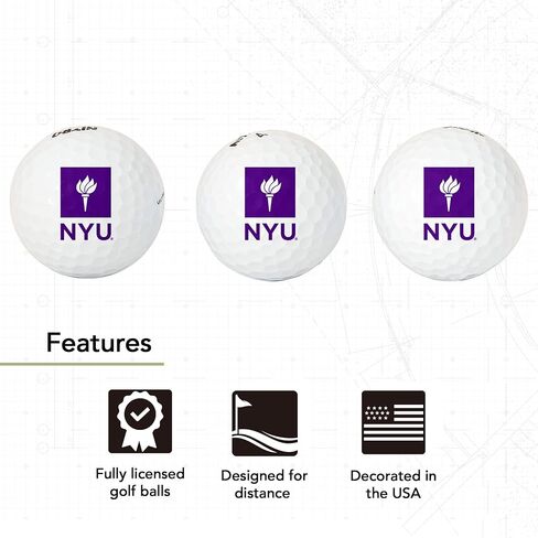 Desert Cactus New York University Golf Balls 3 Pack – NYU Violets Full Color Three – Officially Licensed Sport Team Accessory (Design A) in Saudi Arabia