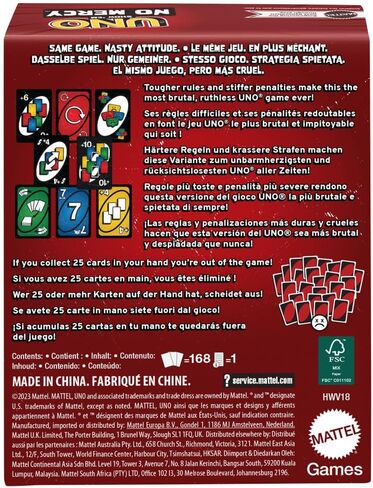 Mattel Games Uno Show ‘em no mercy card Game for Kids و Come and Family Wildies and Travel مع بطاقات إضافية وقواعد خاصة وعقوبات أكثر صرامة in Kuwait