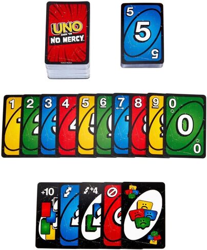 Mattel Games Uno Show ‘em no mercy card Game for Kids و Come and Family Wildies and Travel مع بطاقات إضافية وقواعد خاصة وعقوبات أكثر صرامة in Kuwait