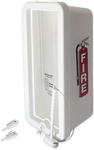 CATO 10551-H خزانة طفاية حريق كبيرة من البلاستيك الأحمر تتسع لطفاية 2-1/2 أو 5 رطل، مع قفل مطرقة وأسطوانة in Kuwait