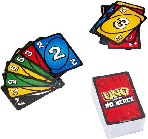 Mattel Games Uno Show ‘em no mercy card Game for Kids و Come and Family Wildies and Travel مع بطاقات إضافية وقواعد خاصة وعقوبات أكثر صرامة in Kuwait