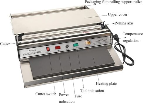 Hand Wrapping Machine, 110V Film Wrapping Machine, 16inch Width Film Sealing Machine, Food Wrap Film Dispenser Wrapper Wrapping Machine for Food Fruit Tray Food Packaging 18/450mm in Kuwait