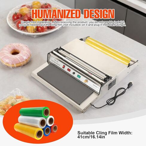Hand Wrapping Machine, 110V Film Wrapping Machine, 16inch Width Film Sealing Machine, Food Wrap Film Dispenser Wrapper Wrapping Machine for Food Fruit Tray Food Packaging 18/450mm in Kuwait