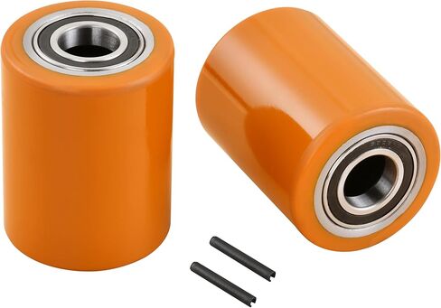 Electric Pallet load wheels 3.35 X 4.33'' (85 X 110mm) with Pre-Installed Bearings 30mm ID Includes Pins in Kuwait