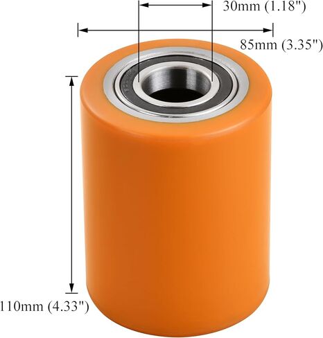 Electric Pallet load wheels 3.35 X 4.33'' (85 X 110mm) with Pre-Installed Bearings 30mm ID Includes Pins in Kuwait