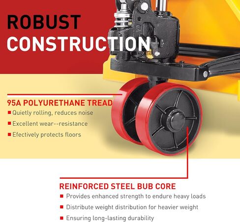 Pallet Jack Wheels Set for Most Manual Pallet Jacks, Full Set with Axles, Pair of Steering Wheels 7"x 2" and Load Roller 3" x 3.75" with Bearings ID 20mm, Entry Roller/Protective Caps, Poly Tread Red in Saudi Arabia