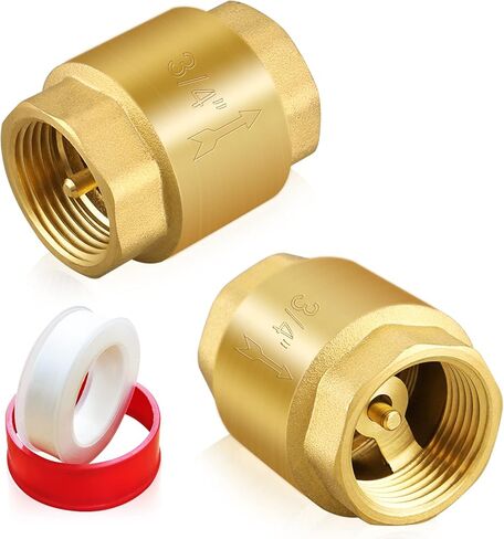 2PCS 3/4 NPT صمام فحص الربيع، النحاس عدم العودة في اتجاه واحد أفقي عمودي مضمن صمام فحص المياه للبئر، المضخة، الخزان، منع التدفق الخلفي in Saudi Arabia