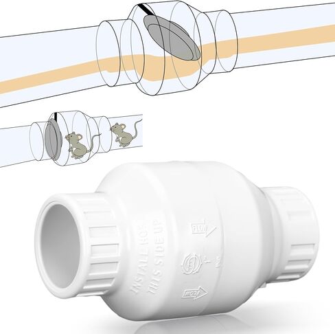 Geetery 3/4 Inch PVC Slip Swing Check Valve No Spring Back Flow Preventer Valve White No Return Silent Backflow for Backflow Prevention, Reduces Water Hammer Noise in Saudi Arabia