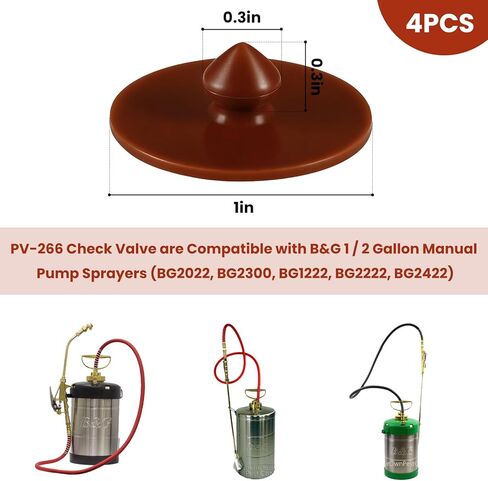 4 عبوات PV-266 استبدال صمام فحص فيتون لمرشات المضخة اليدوية B&G 1 و2 جالون استبدال صمام المضخة الثقيلة لنماذج BG2022، BG2032، 2300 و2222، أجزاء رشاش مانعة للتسرب in Kuwait