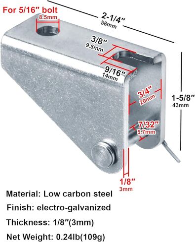 heneng 4 Pcs Linear Actuator Mounting Bracket, 1/8" Thick, Steel Electro-Galvanized in Saudi Arabia