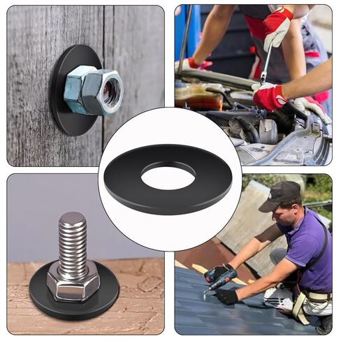 50-Piece M6 304 Stainless Steel Flat Washers - Black Finish Screws Washers and Repair Washers for Industrial, Automotive and Home Use in Kuwait