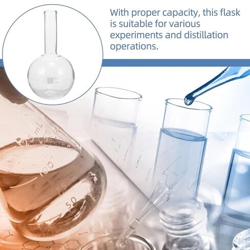 Luxshiny 500ml Glass Distillation Flask with Scale, Long Neck Flat Bottom Laboratory Flask for Chemical Experiments and Scientific Research in Kuwait