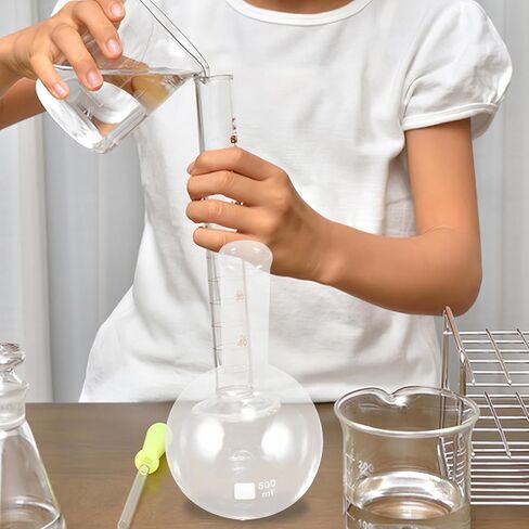 Luxshiny 500ml Glass Distillation Flask with Scale, Long Neck Flat Bottom Laboratory Flask for Chemical Experiments and Scientific Research in Kuwait