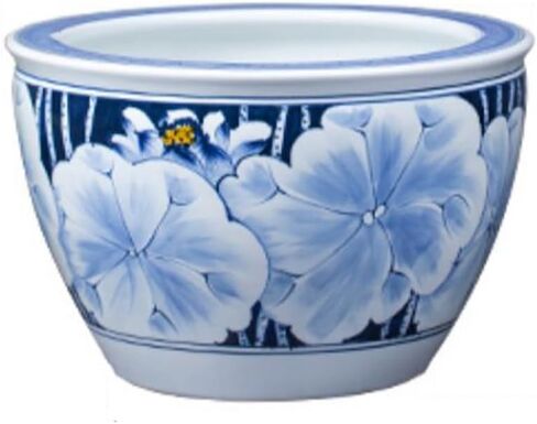 Small Fish Tank Hand-Painted Ceramic Fish Tank Water Tank Fish Breeding Balcony Water Lily Lotus Tank Outdoor Courtyard Fish Tank Kit(41cm) in Saudi Arabia