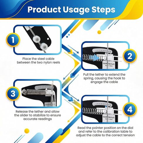 PT-1 Sailboat Rigging Tension Gauge, Professional Hands-Off Wire Rope Tool Rated 360Kg(800 lb), Fits 2.55mm/3mm/4mm Cable, Accurate Sailboat Tension Meter for Optimal Sail Performance in Kuwait