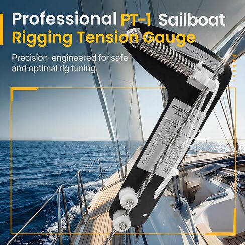 PT-1 Sailboat Rigging Tension Gauge, Professional Hands-Off Wire Rope Tool Rated 360Kg(800 lb), Fits 2.55mm/3mm/4mm Cable, Accurate Sailboat Tension Meter for Optimal Sail Performance in Kuwait