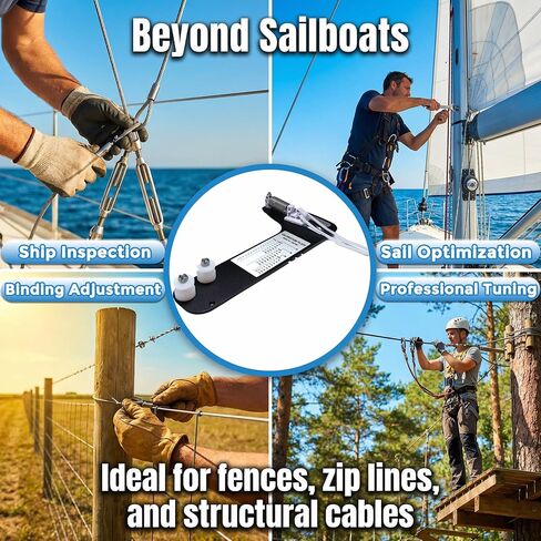 PT-1 Sailboat Rigging Tension Gauge, Professional Hands-Off Wire Rope Tool Rated 360Kg(800 lb), Fits 2.55mm/3mm/4mm Cable, Accurate Sailboat Tension Meter for Optimal Sail Performance in Kuwait