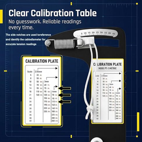 PT-1 Sailboat Rigging Tension Gauge, Professional Hands-Off Wire Rope Tool Rated 360Kg(800 lb), Fits 2.55mm/3mm/4mm Cable, Accurate Sailboat Tension Meter for Optimal Sail Performance in Kuwait