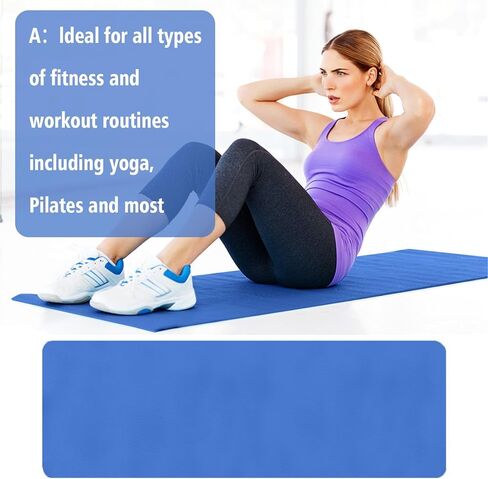 Black Yoga Mat, 70x23 Inches Non-Slip Anti-Tear Extra Thick High Density Pilates Mat with Carrying Strap,Soft Large Pilates Mat for Fitness,Gym,Pilates,Exercise,Home Workout,Stretching in Saudi Arabia
