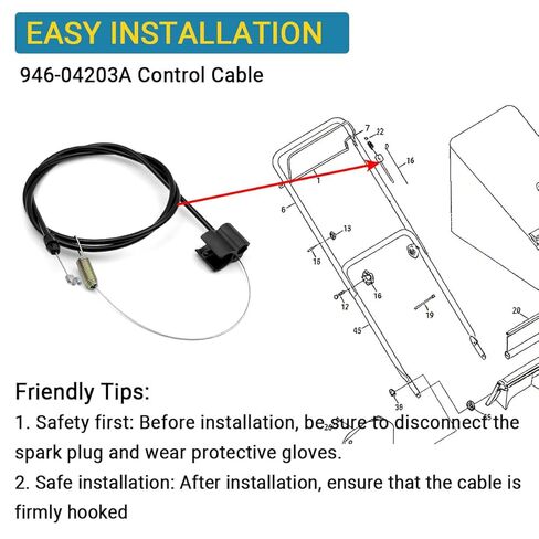 946-04203A Control Cable Replacement for MTD Troy-Bilt Yard-Man C-ub Cadet 400 & 500 Series Replaces 746-04203A, 65-1/2 Inch Cable (1 Pack) in Kuwait