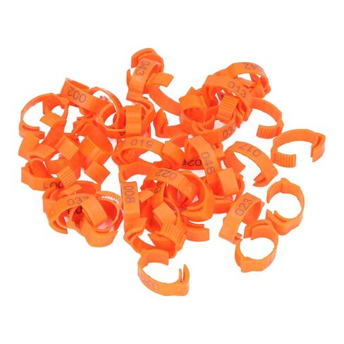 Foot Tag Clips Bird Ring Leg Bands, Plastic Numbered Pet Leg Rings Orange 50 pcs for Poultry and Birds 1-50 in Kuwait