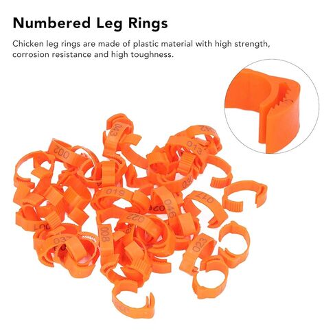 Foot Tag Clips Bird Ring Leg Bands, Plastic Numbered Pet Leg Rings Orange 50 pcs for Poultry and Birds 1-50 in Kuwait