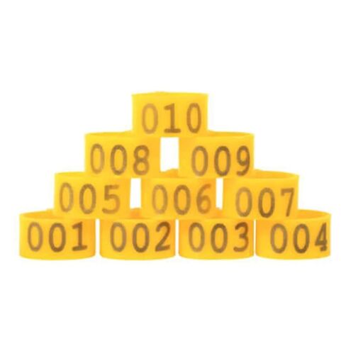 Foot Tag Clips Bird Ring Leg Bands, PE Poultry Leg Bands for Birds 100 Pieces Multicolor Numbered 001-100 Inner Diameter 16mm(Yellow) in Kuwait