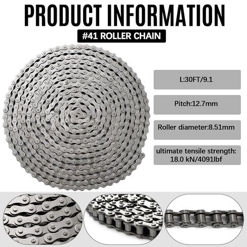 Tandefio #41 20 ft Roller Chain for Driven Slide Gate Operator and More, Interchangeable for Chain Driven Slide gate Opener in Saudi Arabia