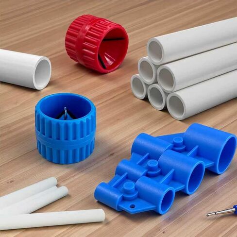 Pipe Deburring Tool Kit, 1/4" to 1" Depth Gauge, 1/8'' to 1-5/8'' Inner Outer Reamer Pipe Tubing Chamfer Tool for PVC, PPR, Brass, CPVC, PE-RT, Aluminum in Kuwait