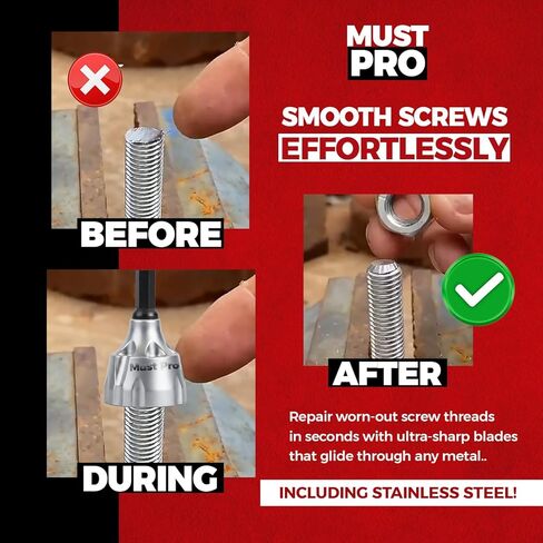 All Thread Repair Bit for Drill Bolt and Chamfering Deferer Threaded Rod Cutter Burr Remover Deburring External Chamfer Tool Also Tread Cleaner Works with 3–19 mm in Saudi Arabia